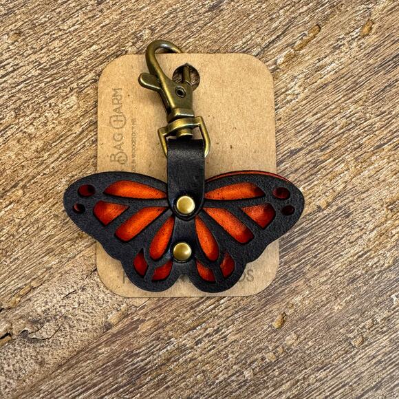 Butterfly Charm Genuine Leather Purse Charm Butterfly Keychain Crossbody NEW - Picture 5 of 5